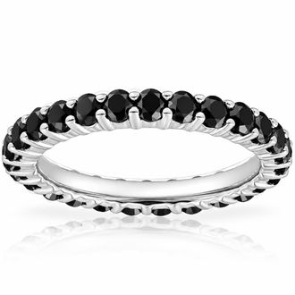 Pompeii3 1 1/2ct Black Diamond Eternity Ring 14K White Gold Size Selectable