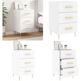 vidaXL Comodino Bianco 40x40x66 cm in Legno Multistrato - Comodino moderno - Comodino con cassetti