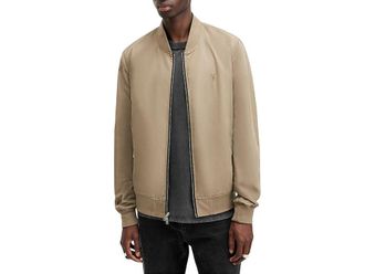 AllSaints Rev Bassett Bomber Mens Jacket Blk/Ash Khaki Brwn : XL, Cotton/Polyamide