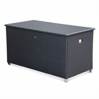 Sweeek Arc&oacute;n de almacenaje, rattan sintetico, negro