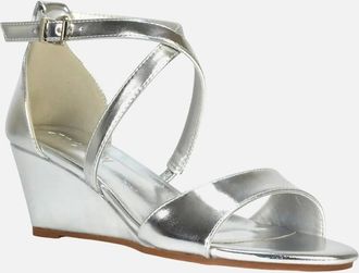 XY London Womens XY London Womens/Ladies Kylie Metallic Strappy Low Wedge Sandals - Silver - Size: 8