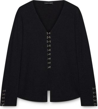 Fiorella Rubino Cardigan in maglia fine con applicazioni metalliche - - Knitwear - Donna - Nero - S