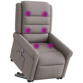 vidaXL Vidaxl - Sill&oacute;n Reclinable De Masaje Elevable Tela Gris Taup&eacute;