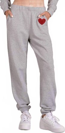 Elan Heart Accent Elastic Waist Joggers In Grey