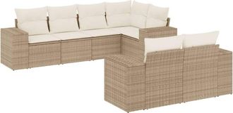 vidaXL Vidaxl - Set Sof&aacute;s De Jard&iacute;n 7 Piezas Y Cojines Rat&aacute;n Sint&eacute;tico Beige