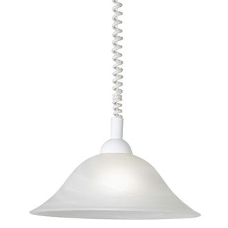 Eglo Lampada A Sospensione Albany, Lampada A Sospensione Con Cavo A Spirale, Regolabile In Altezza, In Vetro Alabastro, Plastica, Bianco, E27 - Eglo