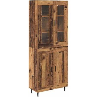 vidaXL Highboard 2 pcs Old Wood Engineered Wood and Glass vidaXL