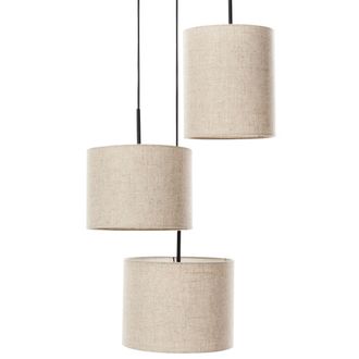 Beliani L&aacute;mpara Colgante De Dise&ntilde;o Moderno L&aacute;mpara De Techo Tejido Sint&eacute;tico Pantalla De Lino 3 Niveles Beige Parguaza