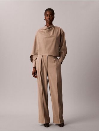 Calvin Klein Womens Stretch Cuffed Wide Leg Pants - Grey - 10