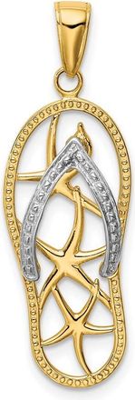 Diamond2Deal 14k Two-tone Gold Starfish Flip-Flop Pendant