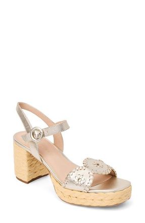 Jack Rogers Laurin Ankle Strap Platform Sandal in Platinum at Nordstrom, Size 6.5
