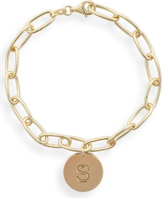 Meshmerise Initial Disc Charm Bracelet in Yellow-S at Nordstrom Rack