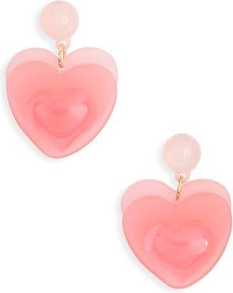 Leith Valentines Day Resin Heart Drop Earrings in Pink Multi- Gold at Nordstrom Rack