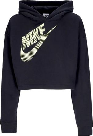Nike Zwarte Crop Hoodie Sportkleding Fleece - Dames - Sportshirts - Zwart - L - Katoen - Fitness