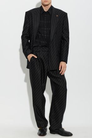 Versace Silk Shirt With Medusa Head, Mens, Black