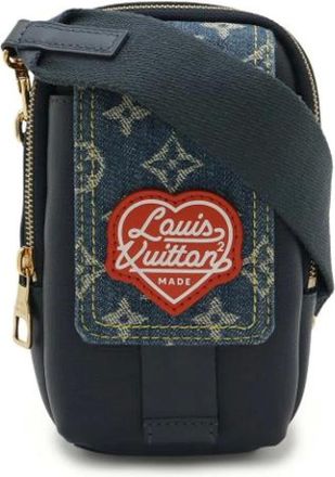 Louis Vuitton Vintage, unisex, Blauw, ONE Size, Denim, Pre-owned Denim Cross Body Bag