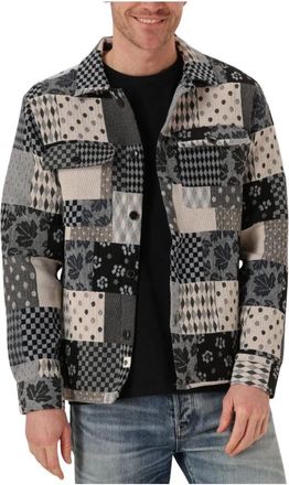 Anerkjendt Jassen, Heren, Veelkleurig, M, Blauw Patchwork Overshirt voor Mannen