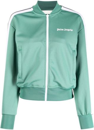 Palm Angels logo-print track jacket - women - Polyester/Polyester - S - Green