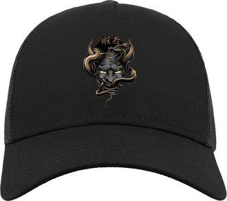 Generic Snake Demon Hannya Oni Japanese Kanji Art Half Mesh Cotton Trucker Cap Baseball Hat Black