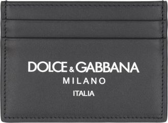 Dolce & Gabbana Kalfsleren Kaarthouder - Heren - Portefeuilles - Zwart - ONE Size - Leer - Accessoires