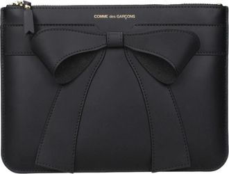Comme Des Gar&ccedil;ons Grote Strik Clutch - Dames - Tassen - Zwart - Maat: ONE Size Leer