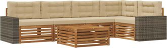 vidaXL Conjunto De Sof&aacute;s De Exterior 6 Uds. Natural Y Beige Poli&eacute;ster Vidaxl