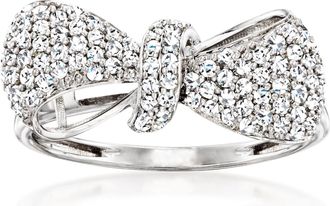 Ross-Simons Diamond Bow Ring in 14kt White Gold