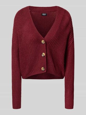 Only Regular Fit Strickjacke mit überschnittenen Schultern MODELL CAROL in Bordeaux, Größe XL
