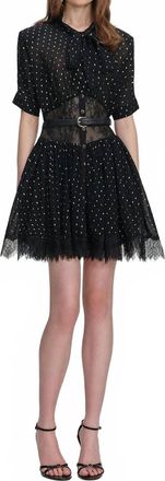 Self Portrait Chiffon Mini Dress In Black And Gold
