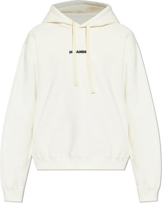 Jil Sander Hooded Sweatshirt - Heren - Hoodies - Beige - XL - Katoen - Hoodies & sweatvesten