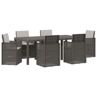 vidaXL Conjunto De Comedor De Jard&iacute;n Con Coj&iacute;n 7 Pcs Gris Claro Pp Vidaxl