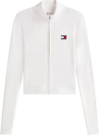 Tommy Jeans Cardigans, female, White, Size: S maglieria e felpe Cotone
