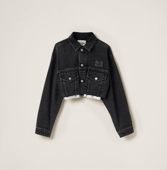 Miu Miu Black denim blouson jacket