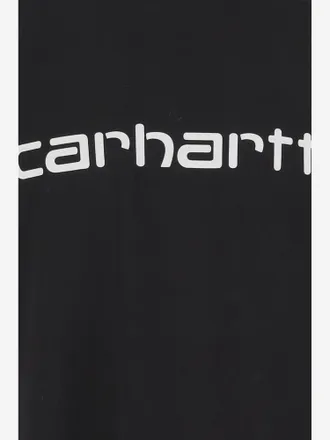 Carhartt Work in Progress Mens S-S Script T-Shirt With Logo Black Cotton T-Shirts And Polos
