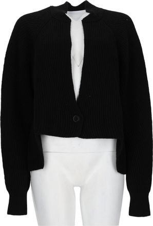 Nude Cropped Ribbed Knit Cardigan with Vertical Texture