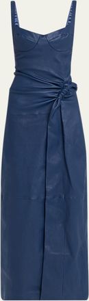 SIMKHAI Lyle Draped Leather Dress