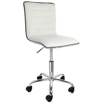 Elama Faux Leather Adjustable Rolling Office Chair in White