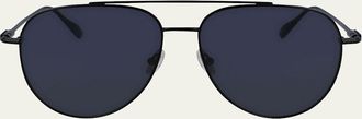 Ferragamo Mens Gancini Evolution Metal Aviator Sunglasses