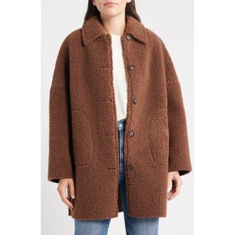The Great. The Plush Teddy Fleece Car Coat in Chocolate at Nordstrom Rack, Size 2 (Fits Like 8-10 Us)