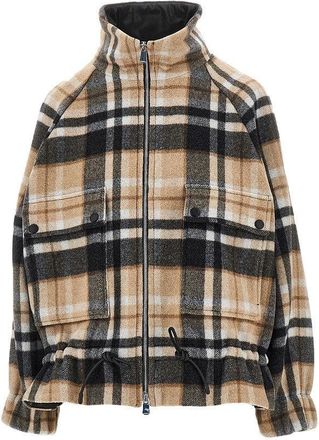 Pinko Wool-blend caban with Check motif Woman XS