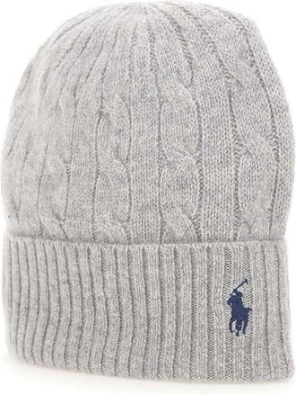 Polo Ralph Lauren Cable Wool-cashmere Beanie - Dames - Hoeden - Grijs - ONE Size - Wol - Accessoires