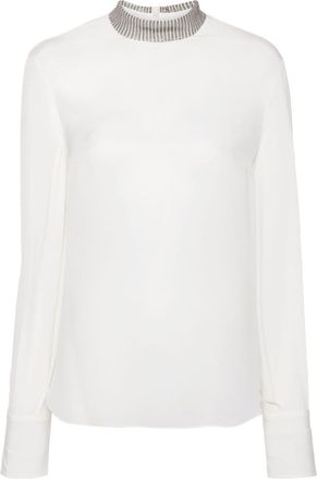 Brunello Cucinelli Monili-detail blouse - women - Silk - L - White