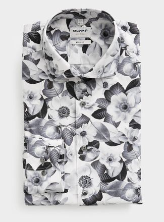 Olymp Mens Monochrome floral shirt Modern fit