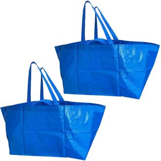 Generic Haul-It-All Extra-Large Reusable Shopping Bag - Heavy Duty Open-Top Tote with Handles, 18-Gallon Capacity, Blue, Pack of 4 (Blue (2 Pack))