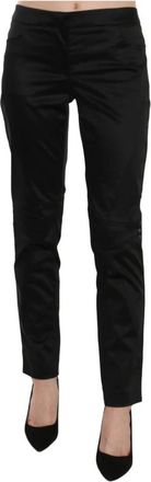 Exte Mid Waist Skinny Dress Formele Broek - Dames - Slim Fit Broeken - Zwart - M - Leer - Broeken