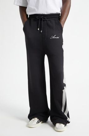 Amiri Bones Oversize Wide Leg Cotton Sweatpants in Black at Nordstrom, Size Xx-Large