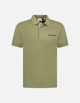 Burberry Mens Burberry Hartford Embroidery Logo Check Polo Olive - Green - Size: 36