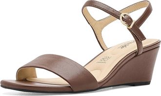 Life Stride Sawyer Strappy Sandals Womens Wedge Shoes Cocoa Brown : 9.5 M (B), Faux Leather