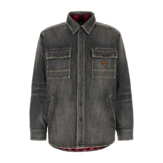 Balenciaga Denim Jackets, male, Gray, Size: M Lined Shirt