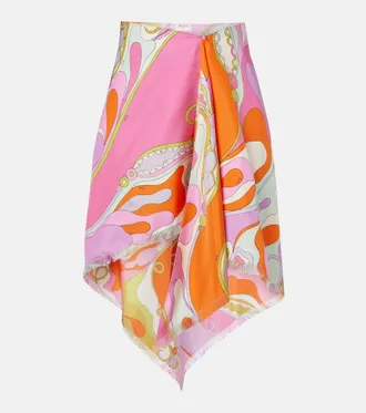 Pucci Gonna midi Orchidee in twill di seta